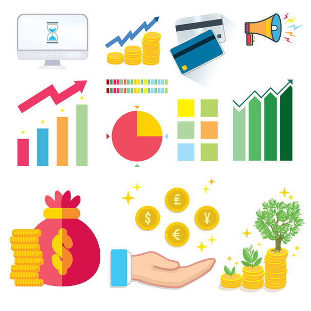 Economie et finances icônes dans le monde numérique logo info set  - Vecteur, image