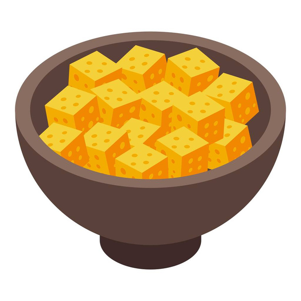 Bowl cheese icon, isometric style - Vector, Imagen