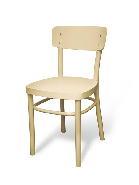Простой деревянный стул изолирован на белом фоне с вырезкой дорожки - Фото, изображение