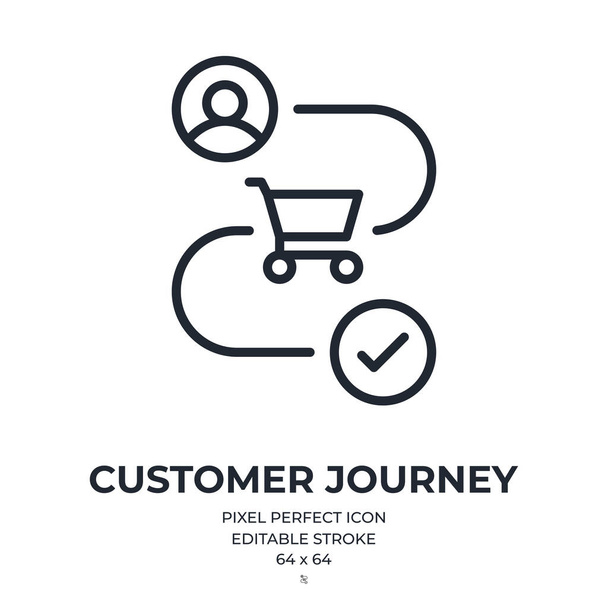 Customer journey concept editable stroke outline icon isolated on white background flat vector illustration. Pixel perfect. 64 x 64. - Vector, Image