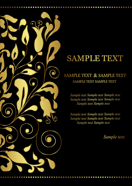 Invitation  card with golden floral element . - Вектор,изображение