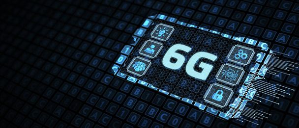 The concept of 6G network, high-speed mobile Internet, new generation networks. Business, modern technology, internet and networking concept. - Photo, Image
