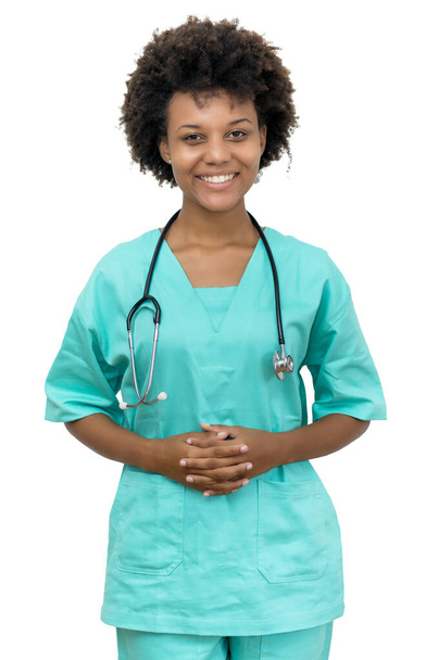 Beautiful african american medical student isolated on white background for cut out - Фото, изображение