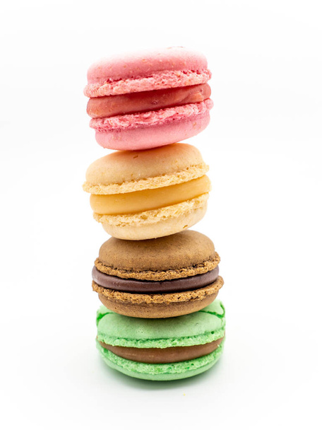 Colorful macaroons isolated on a white background - Foto, Imagem