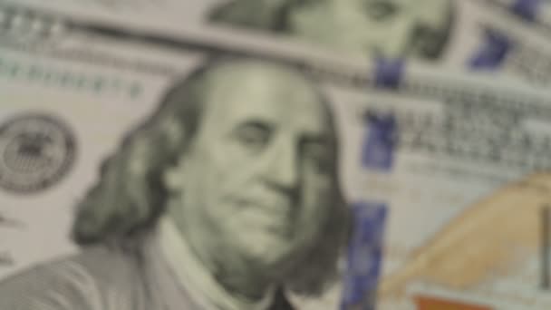 Dólares americanos y billetes de cien dólares se cierran - Imágenes, Vídeo