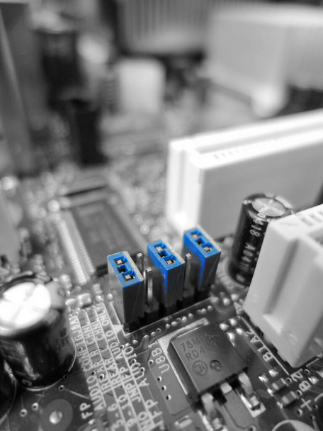 A vertical shot of the computer motherboard details - Фото, изображение