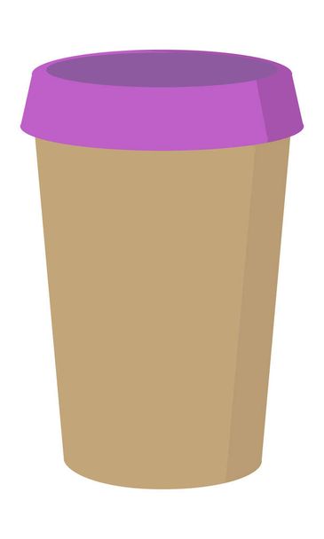 Copa de papel simple con tapa púrpura ilustración vectorial aislada. - Vector, Imagen