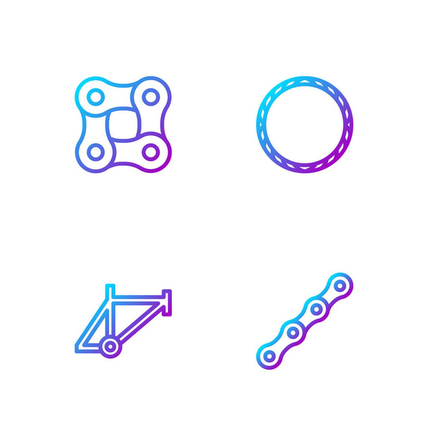 Set line Bicycle chain, frame,  and wheel. Gradient color icons. Vector - Vector, Image