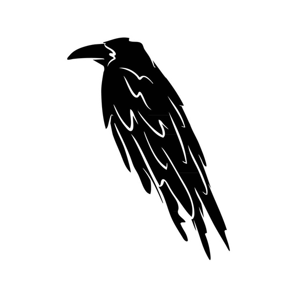 Black raven silhouette. Crow bird. Vector illustration on the white background. - Vector, Image