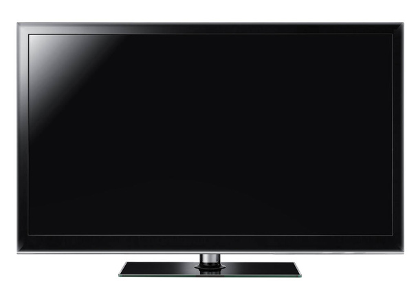 Moderne zwarte TV geïsoleerd op witte achtergrond  - Foto, afbeelding