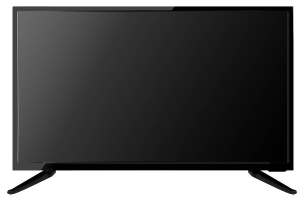 Moderner schwarzer Fernseher isoliert auf weißem Hintergrund  - Foto, Bild