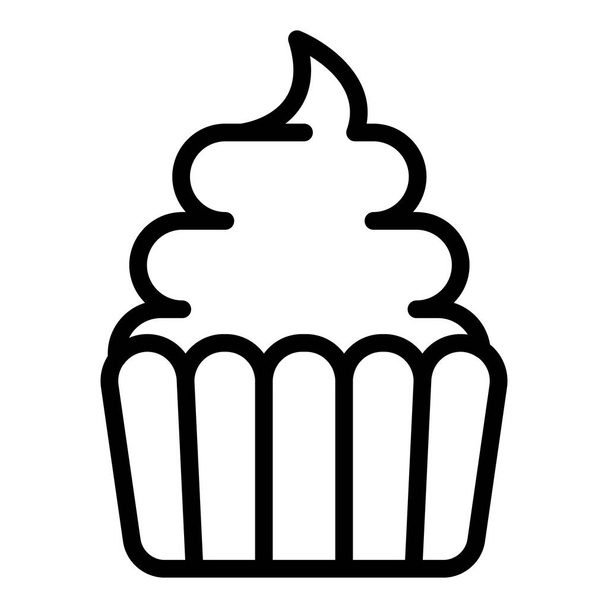 Food muffin icon, outline style - Vector, afbeelding