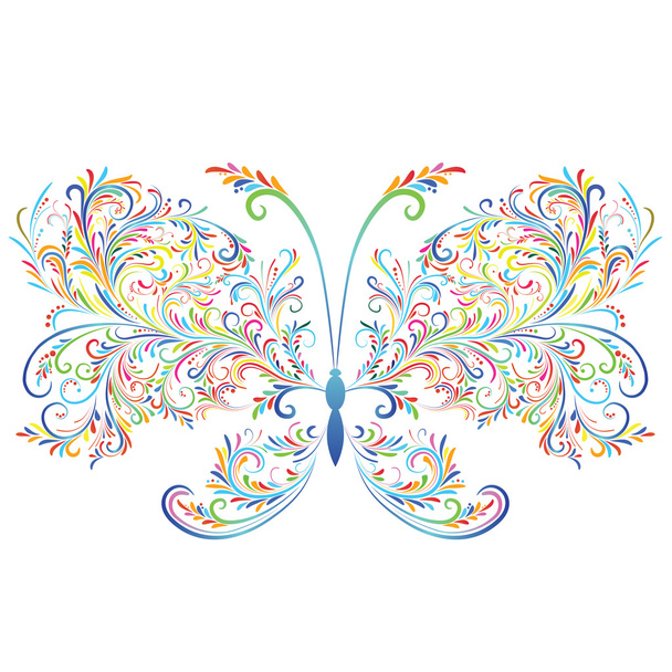 抽象的な花蝶。デザインの要素。ベクトル イラスト. - ベクター画像