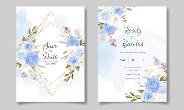 Elegante Hochzeitseinladung mit floralem Aquarell-Hintergrund - Vektor, Bild