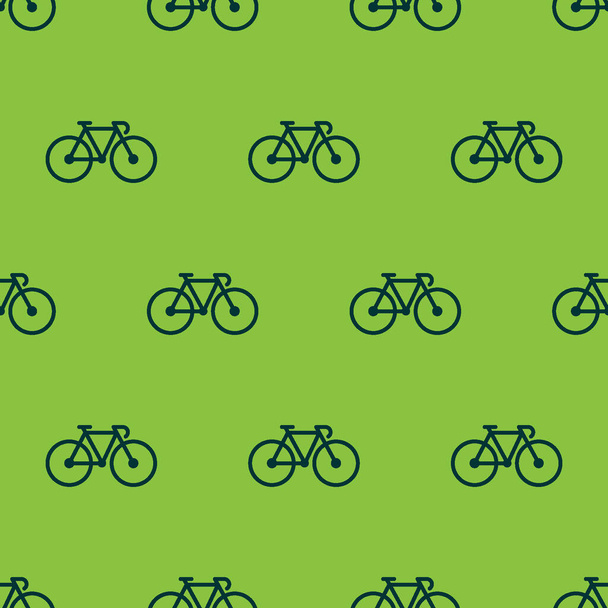  nahtloses Muster zweifarbiges Fahrrad-Symbol mit grünem Hintergrund - Vektor, Bild