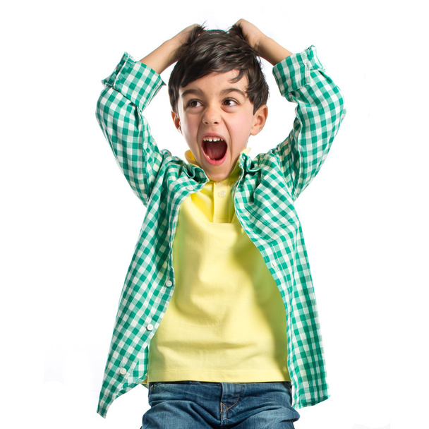 Kid screaming over white background  - Φωτογραφία, εικόνα