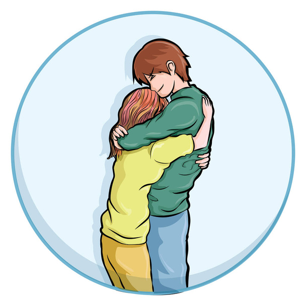 Couples embrace each other with care and love character design vector - Διάνυσμα, εικόνα
