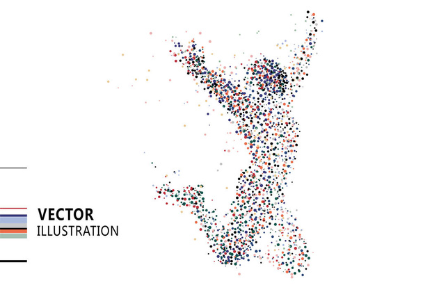 Colored polka dots composed of jumping people, vector illustration. - Vector, Image