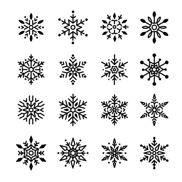 Sada moderních sněhových vloček pro design a dekoraci vektoru izolované na bílém pozadí EPS 10 - Vektor, obrázek