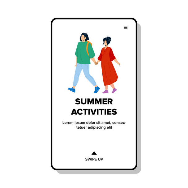 Summer Activities Have Man And Woman Couple Vector - Vector, Image