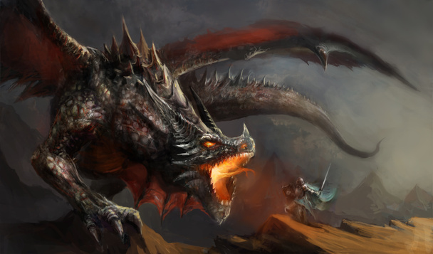 knight fighting dragon - Photo, Image