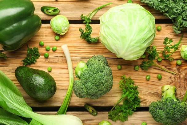 Fresh vegetables on wooden background - Photo, Image