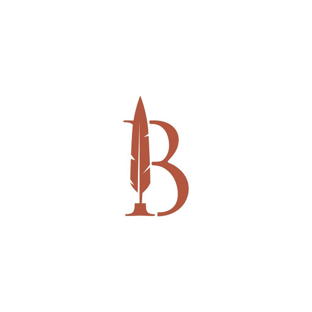 b γράμμα σήμα φτερό στυλό υπογραφή quill λογότυπο διάνυσμα εικονίδιο εικονογράφηση - Διάνυσμα, εικόνα