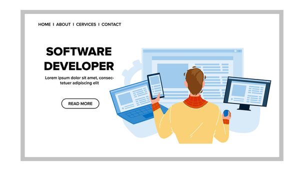 Software Developer Coding Digital Program Vector - Vector, Image