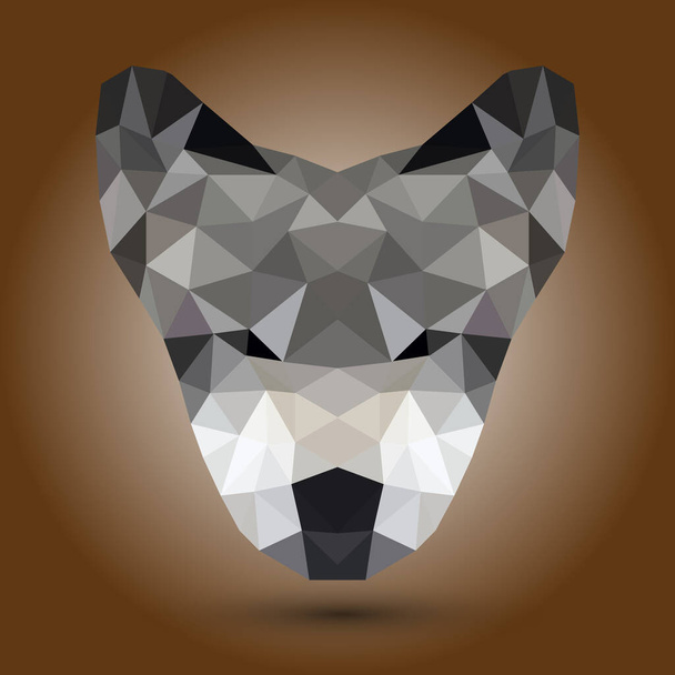 Astratto basso poli grigio cane modello vettoriale illustrazione con sfondo marrone - Vettoriali, immagini