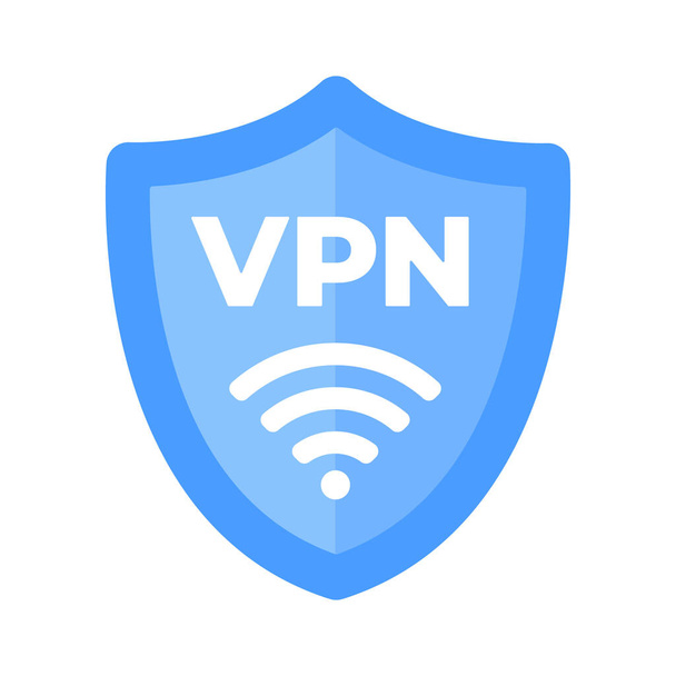 Ασύρματη ασπίδα VPN wifi εικονίδιο σημάδι επίπεδη σχεδίαση διάνυσμα εικονογράφηση. - Διάνυσμα, εικόνα