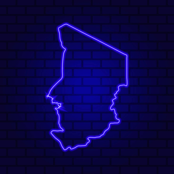 Chad glowing neon sign on brick wall background - Vector, Image