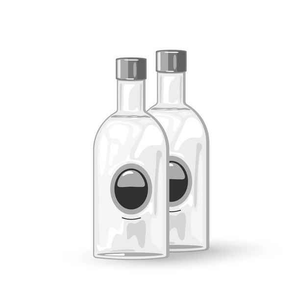 Packed glass vodka bottle with cover - Vector, afbeelding
