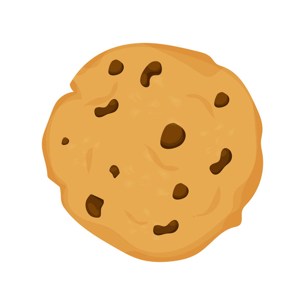 Традиційне печиво з шоколадними чіпсами круглої форми ізольовано на білому тлі в плоскому стилі. Елемент для веб-дизайну. Солодка їжа, десерт
. - Вектор, зображення