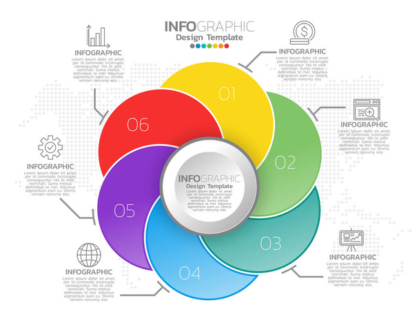 Infographic template design with 6 color options. - Vector, Image