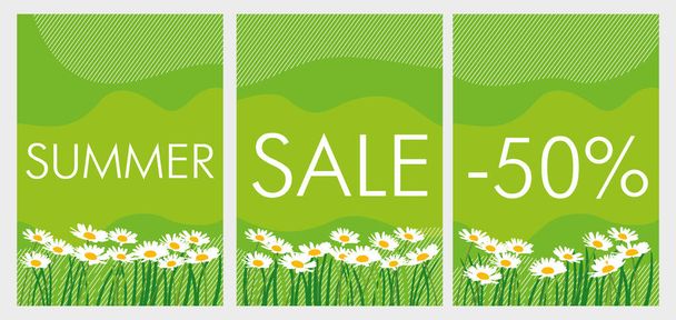 Summer sale 50 percent. A set of stickers. Vector graphics - Vecteur, image