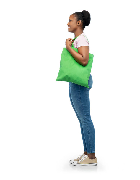 woman with reusable canvas bag for food shopping - Zdjęcie, obraz