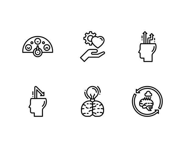 set line human resources, brain, hand with question mark, bulb and other business icon. vector - Vector, Image