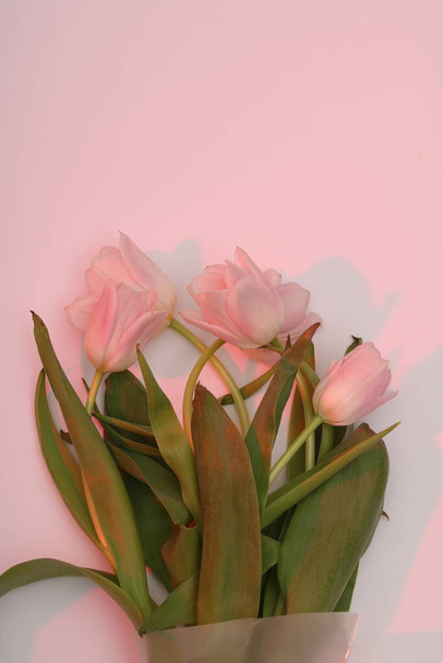 bouquet of spring tender pink tulips - Foto, Imagen