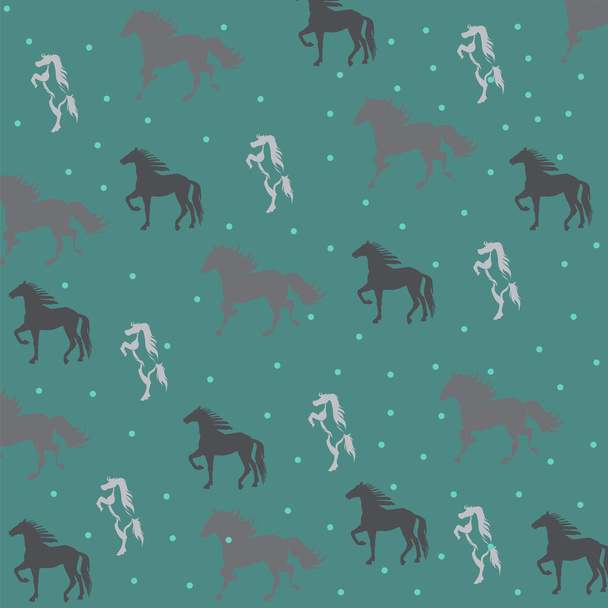 Green background with horses. - Вектор, зображення