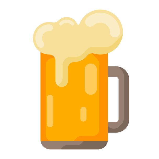 cerveza vidrio brebaje único icono aislado con ilustración vectorial de estilo plano - Vector, imagen