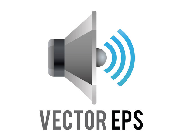 Izolovaný vektor stříbrný a černý kruh zvuk hudba tlumený reproduktor vysoký objem kužel zobrazena ikona bez jakýchkoliv zvukových vln v bočním pohledu - Vektor, obrázek