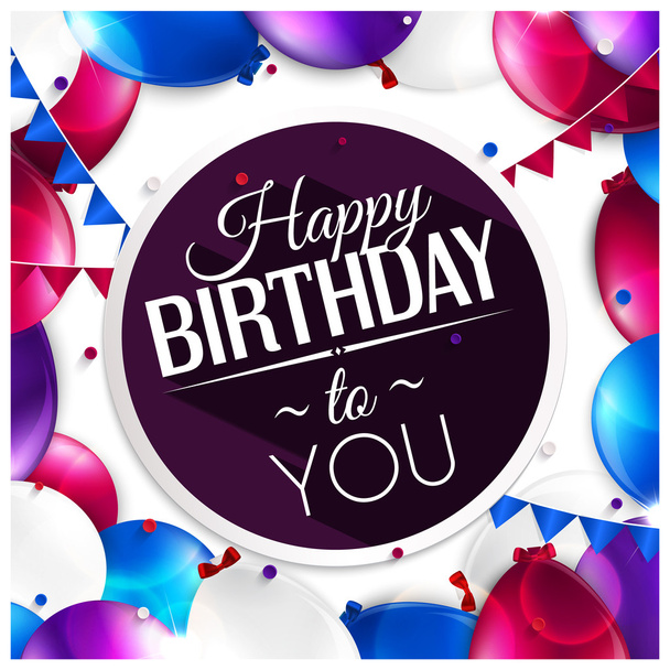 Векторная открытка на день рождения с воздушными шарами и текстом на день рождения
. - Вектор,изображение