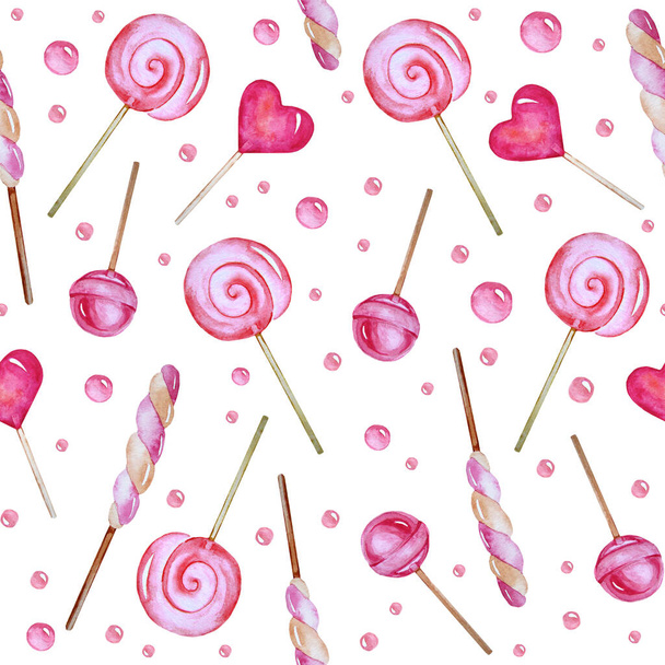 Lollipop seamless pattern on white background - Foto, imagen