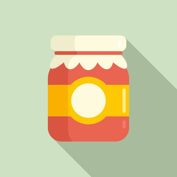 Berry jam jar icon, flat style - Vektör, Görsel
