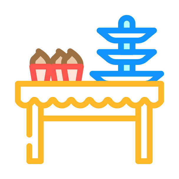 table de dessert buffet couleur icône vectoriel illustration - Vecteur, image