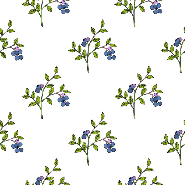 Seamless pattern with Bog blueberry - Vector, afbeelding