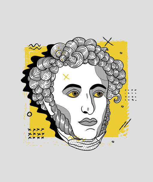 Пушкин творческий портрет, векторная иллюстрация  - Вектор,изображение