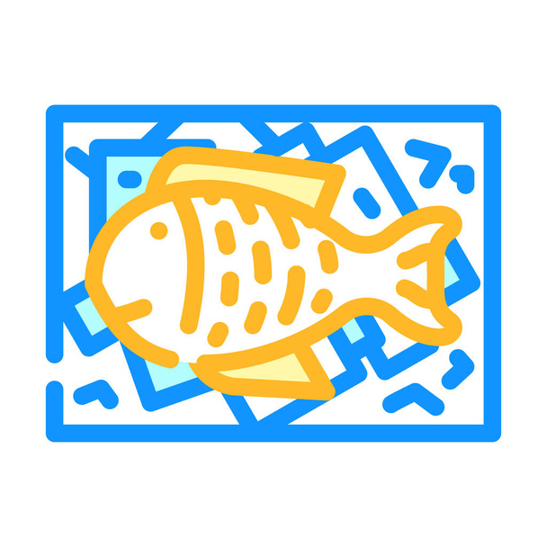 showcase with fish and ice color icon vector illustration - Vector, Image