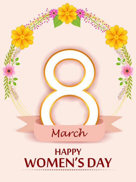 Happy Womens Day elegence greeting for 8th March celebration - Vecteur, image