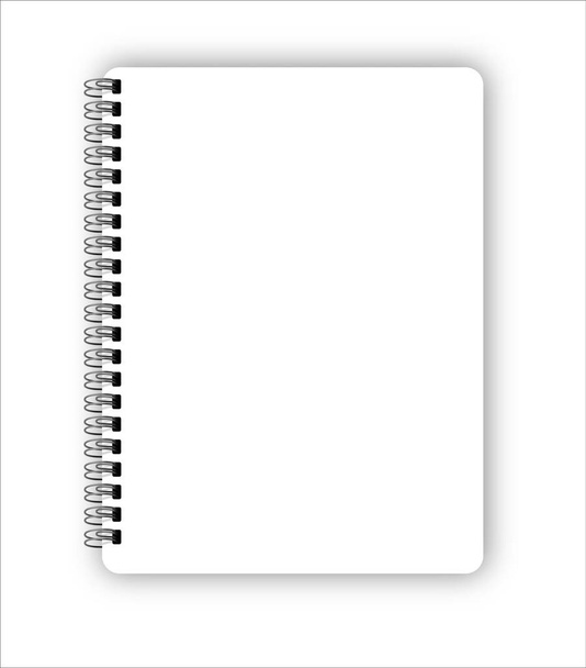 Cuaderno en blanco realista vector espiral de metal aislado en blanco - Vector, imagen